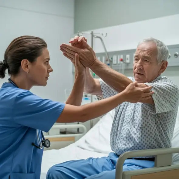 Nurse performing the FAST Tesy