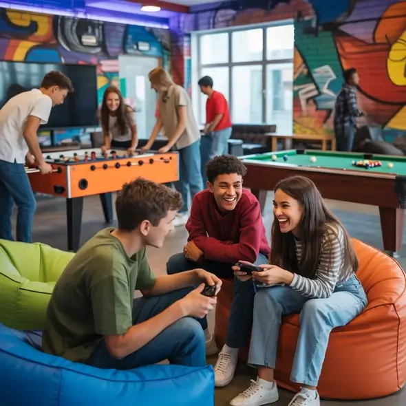 Teenagers at a youth club