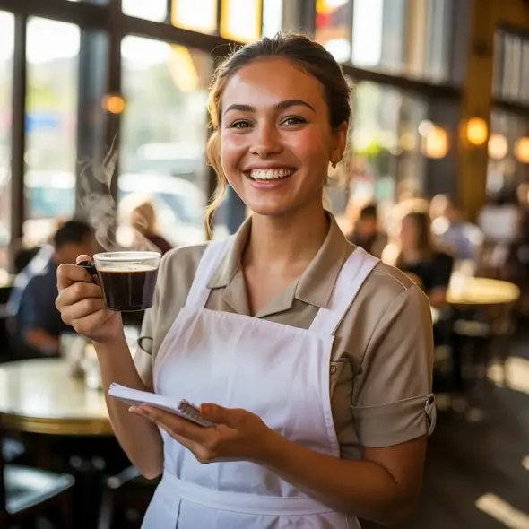 Happy waitress