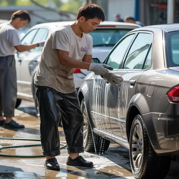 Modern slaves washing cars