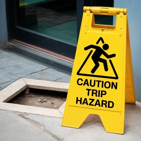 Trip hazard warning sign