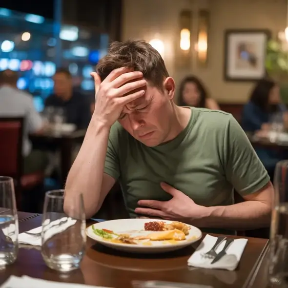 someone suffering food poisoning at a restaurant