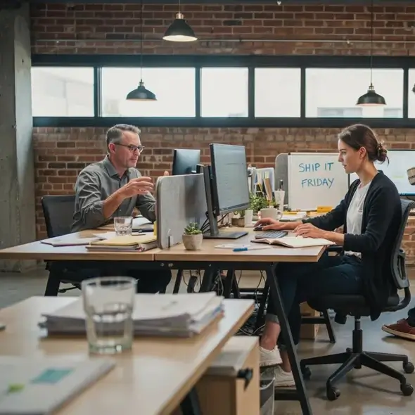 people working in an office