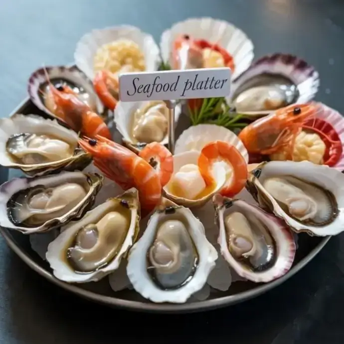 Shell fish on a plate as a seafood platter