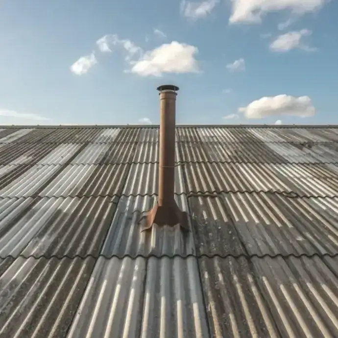 Roof with asbestos containing materials. Asbestos awareness training is important.