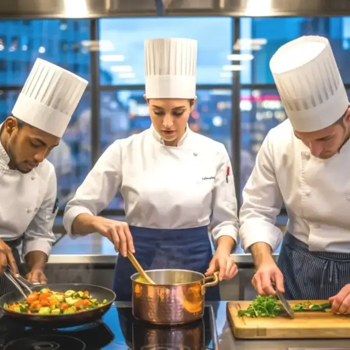 Chefs in kitchen that have achieved Level 2 Food Safety Training