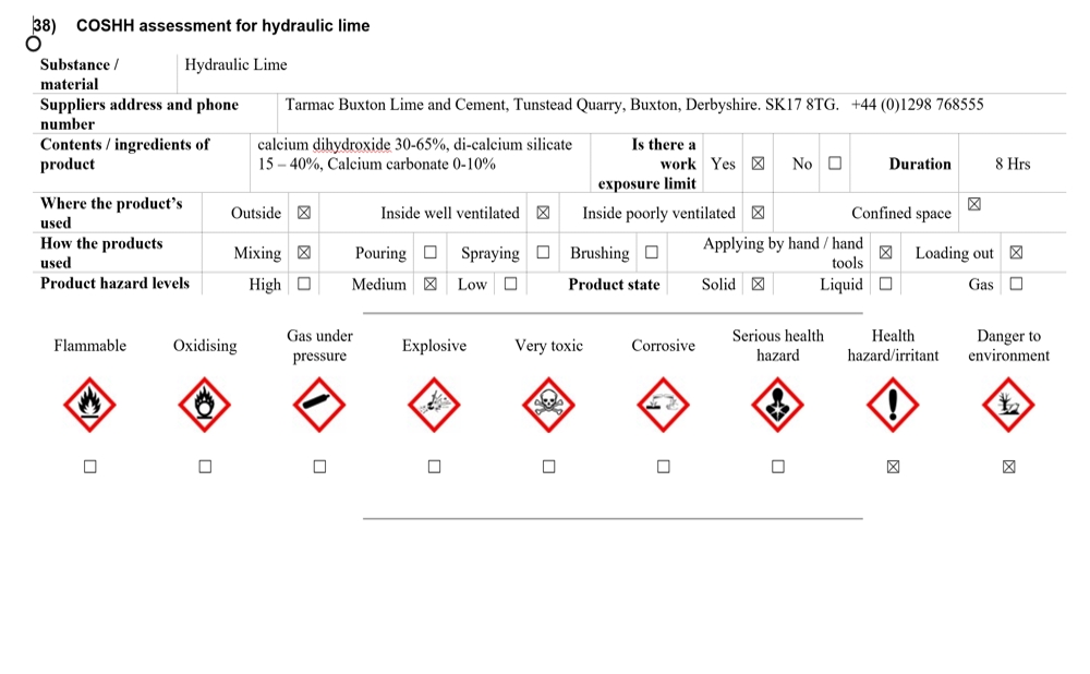 coshh assessment example