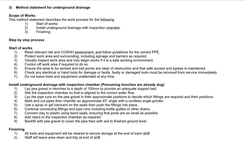 method statement example