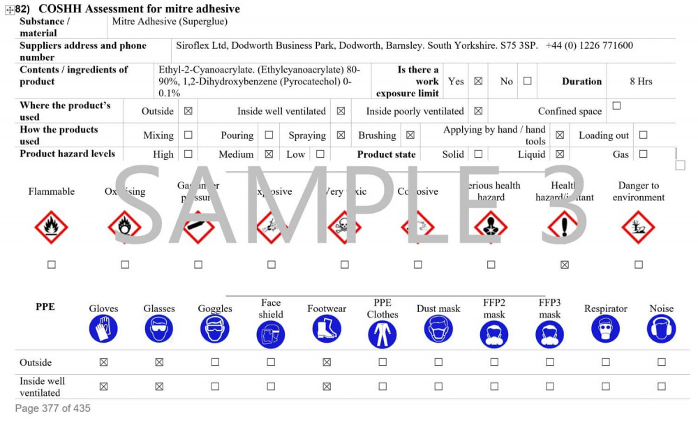 Example coshh assessment