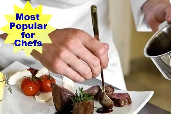 Chef plating food
