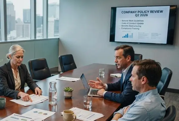 Team having meeting in board room