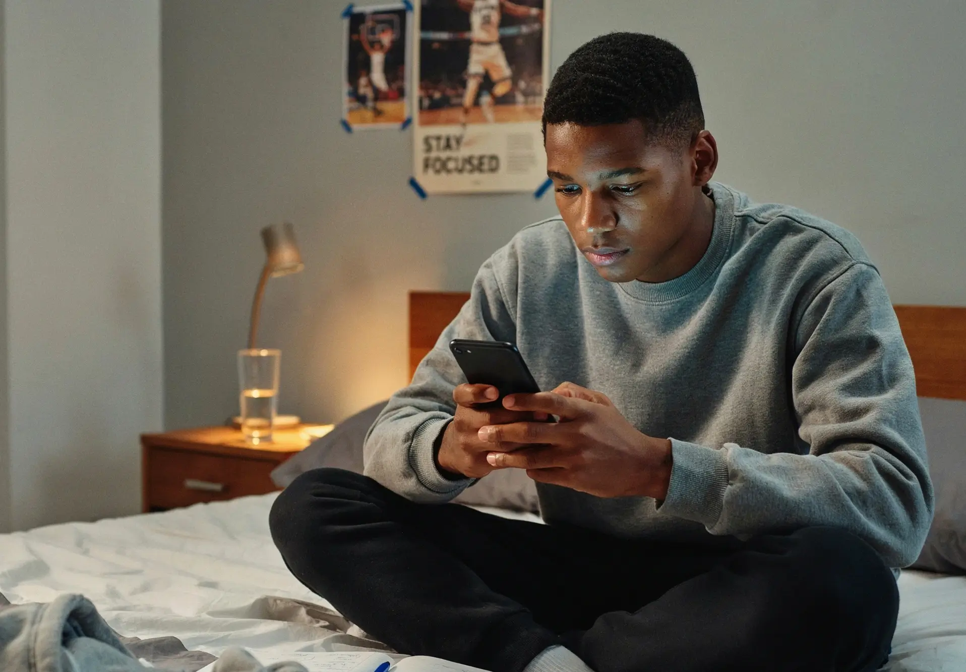 Man studying on tablet